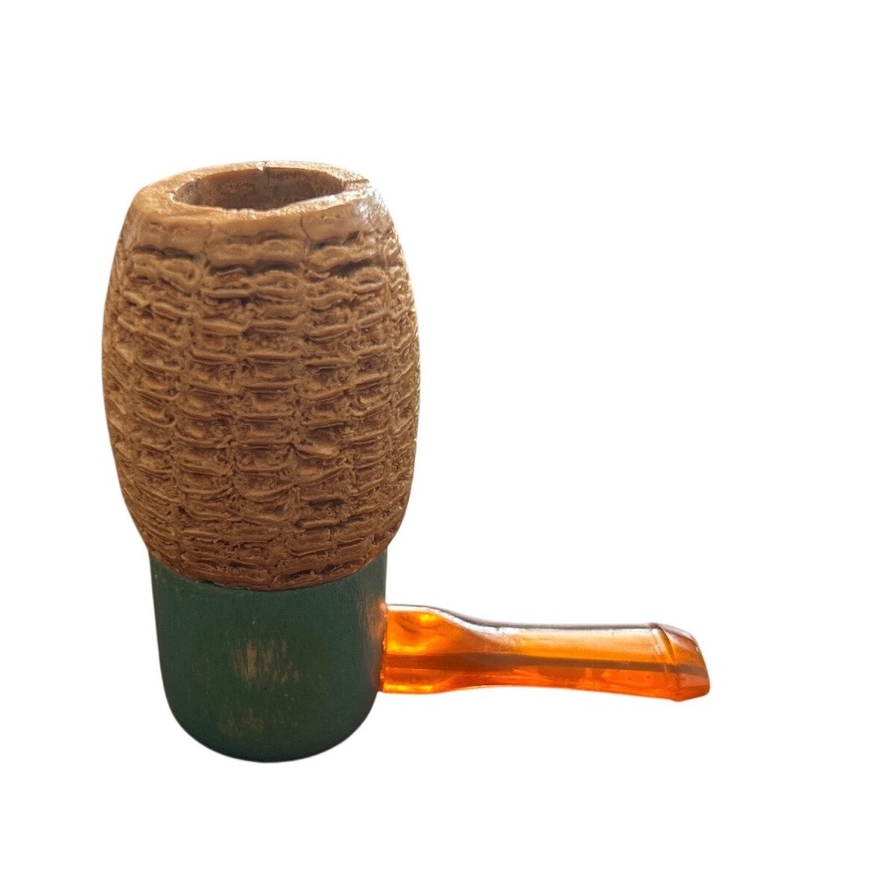 Kids Vintage Toy Pipe Corn Cob Small Tan Aqua Good Costume Accessory